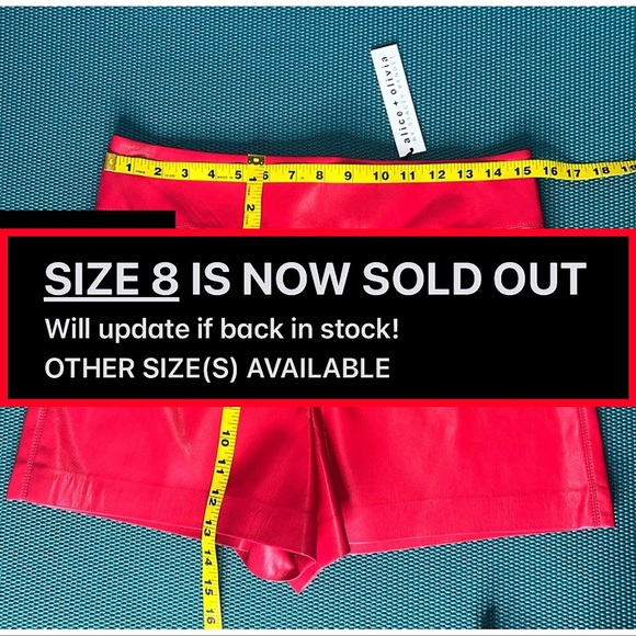 Alice + Olivia Donald Red Vegan Leather Wide Waistband Shorts - Picture 11 of 16